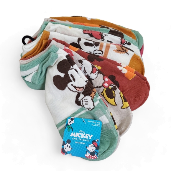 Disney Accessories - NEW 12 pack Disney Mickey Mouse fall /  autumn pumpkin pie no show socks - 4-10
